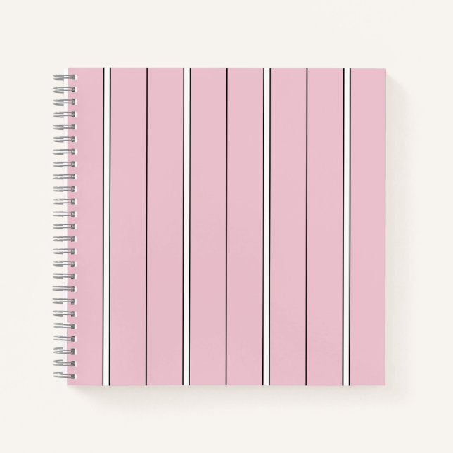 Soft Pink Vertical Stripe Pattern Minimal Notebook (Front)