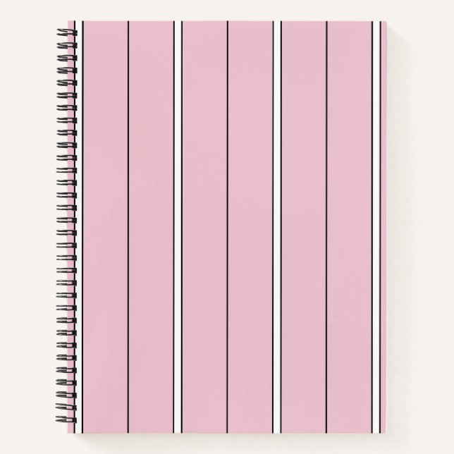Soft Pink Vertical Stripe Pattern Minimal Notebook (Front)