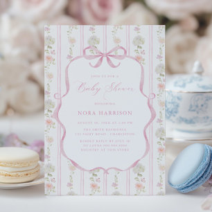 Soft Pink Vintage Floral Baby Shower Invitation