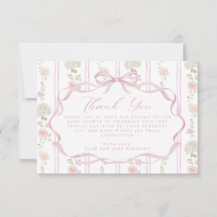 Soft Pink Vintage Floral Books for Baby Thank You Card