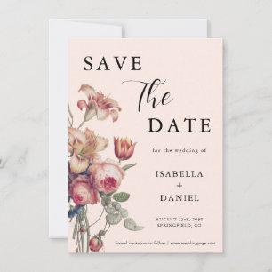 Soft Pink Vintage Floral Wedding Save The Date