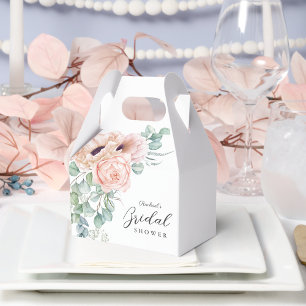 Soft Pink Watercolor Floral Bridal Shower Favor Box