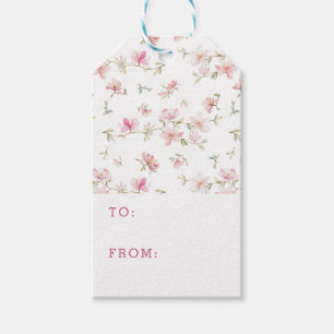 Soft Pink Watercolor Flower Pattern Gift Tags