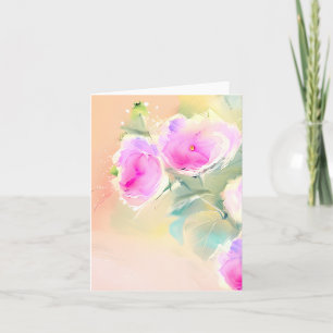 Soft Pink watercolor flowers customizable Card