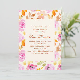 Soft Pink Watercolor Garden Floral Bridal Shower  Invitation