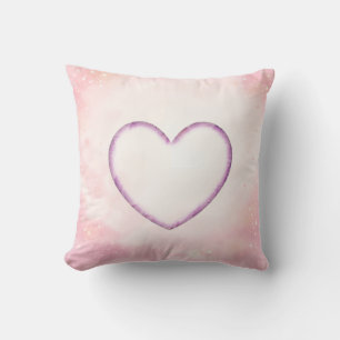 Soft Pink Watercolor Heart Throw Pillow