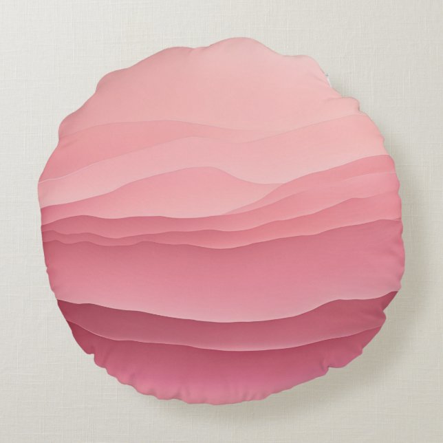 Soft Pink Waves AI art  Round Pillow (Back)