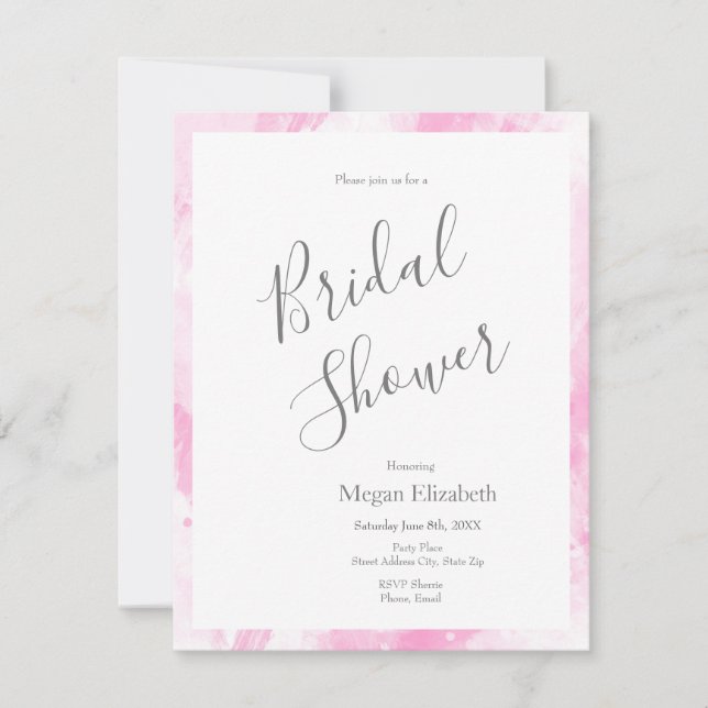 Soft Pink White Abstract Brushstrokes  Invitation (Front)