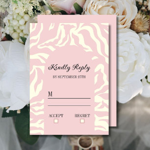 Soft Pink White Matisse Wavy Pattern Wedding RSVP Card