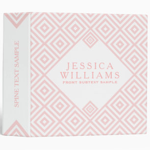 Soft Pink & White Modern Geometric Pattern Binder