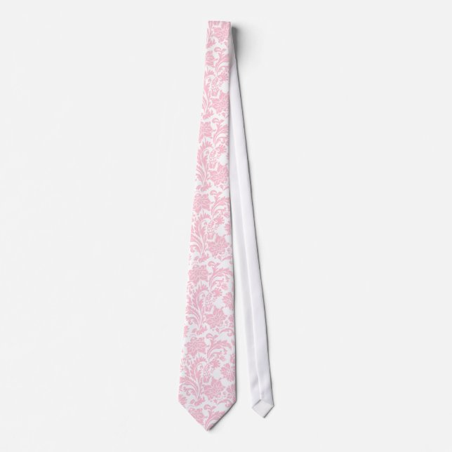 Soft Pink & White Vintage Floral Damasks Tie (Front)