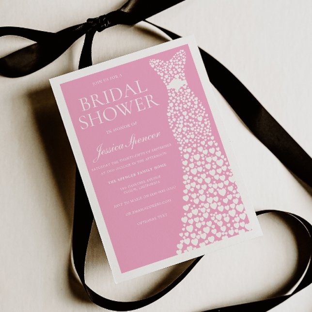 Soft Pink White Wedding Dress Border Bridal Shower Invitation (Creator Uploaded)