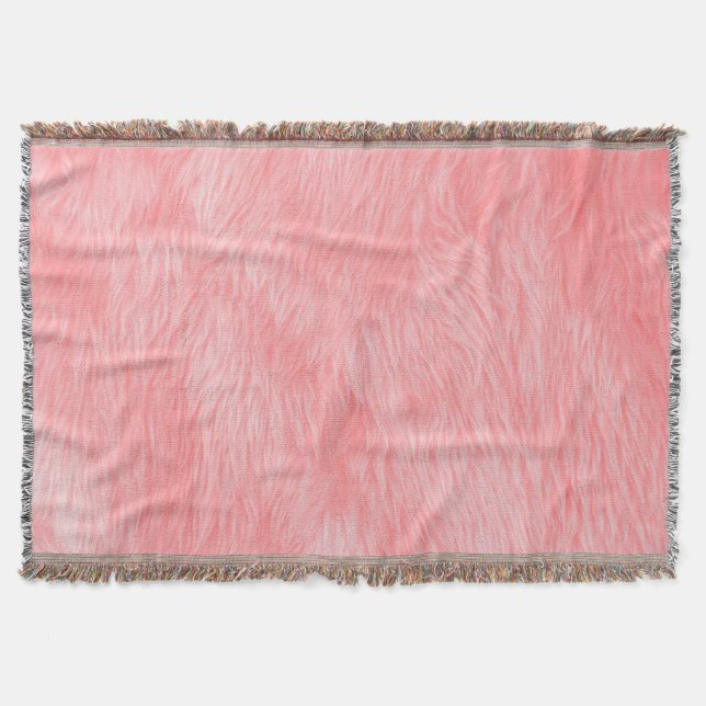 Soft Pink Wool Fur Texture Throw Blanket (Front)