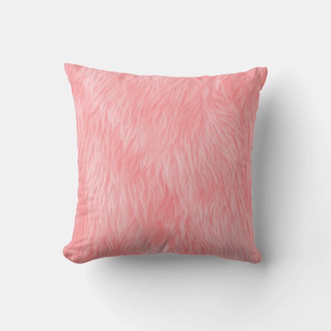 Soft Pink Wool Fur Texture Throw Pillow (Front)