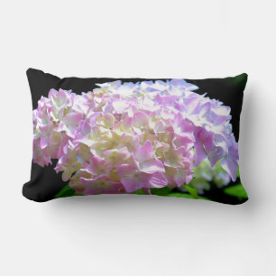 Soft pink yellow purple hydrangeas flowers lumbar pillow