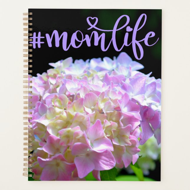 Soft pink yellow purple hydrangeas flowers planner (Front)
