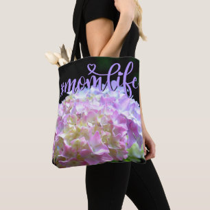 Soft pink yellow purple hydrangeas flowers tote bag