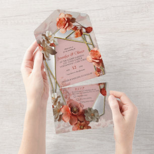 Soft, pinkish-orange hue Peach Fuzz  All In One Invitation