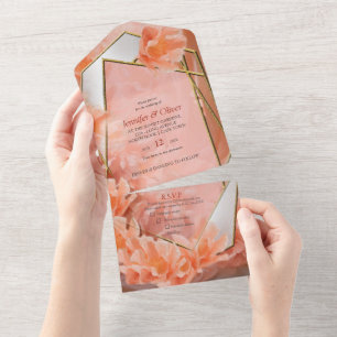 Soft, pinkish-orange hue Peach Fuzz  All In One Invitation