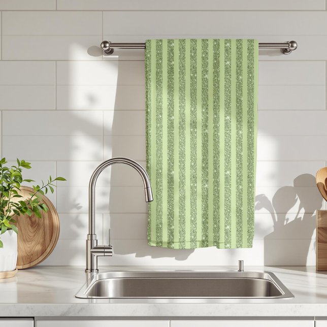 Soft Pistachio Glitter Style Minimal Pattern Kitchen Towel (Creator Uploaded)