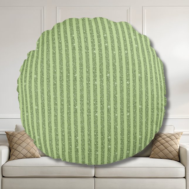 Soft Pistachio Glitter Style Minimal Pattern Round Pillow (Creator Uploaded)