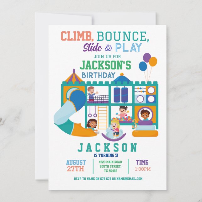 Soft Play Bounce Birthday Party Invitation (Front)
