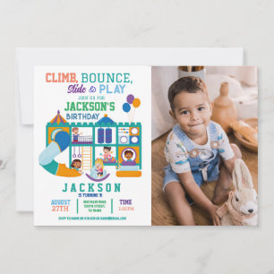 Soft Play Bounce Birthday Party Photo  Invitation