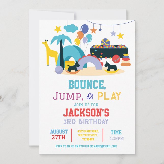 Soft Play Bounce Jump Invitation de fête d'anniver (Devant)