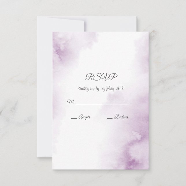 Soft Plum Mauve Watercolor Abstract Frame RSVP Card (Front)
