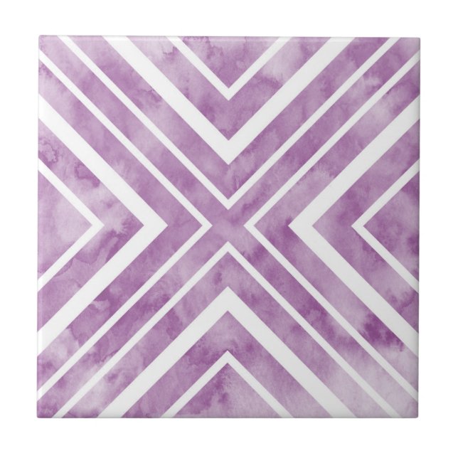 Soft Plum Watercolor Geometric Tile (Front)