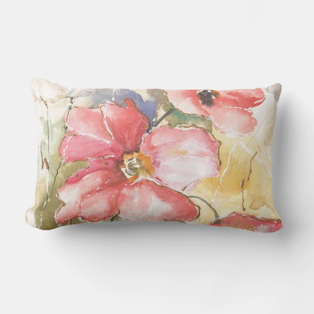 Soft Poppies I Lumbar Pillow (Front)