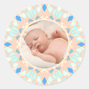 Soft Pretty Blue Custom Photo Mother’s Day Gift Classic Round Sticker
