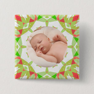 Soft Pretty Green Custom Merry Christmas Photo 2 Inch Square Button