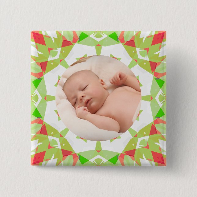 Soft Pretty Green Custom Merry Christmas Photo 2 Inch Square Button (Front)