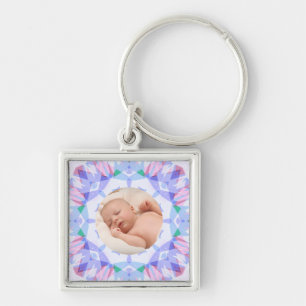Soft Pretty Pastels Custom Christmas Photo Picture Keychain