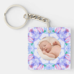 Soft Pretty Pastels Custom Christmas Photo Picture Keychain