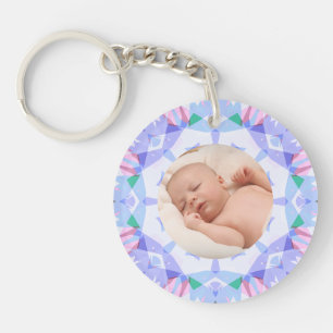 Soft Pretty Pastels Custom Christmas Photo Picture Keychain