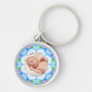 Soft Pretty Pastels Custom Christmas Photo Picture Keychain