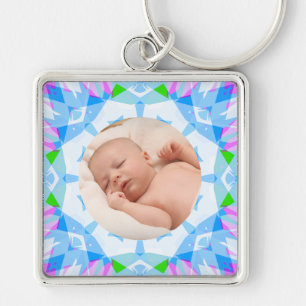 Soft Pretty Pastels Custom Christmas Photo Picture Keychain