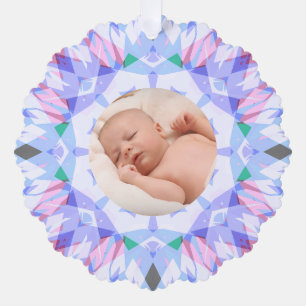 Soft Pretty Pastels Custom Christmas Photo Picture Ornament Card