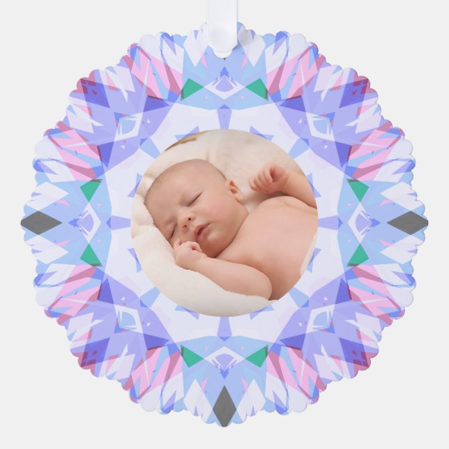 Soft Pretty Pastels Custom Christmas Photo Picture Ornament Card (Front)