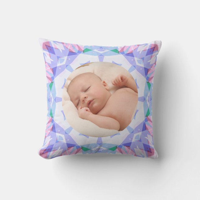 Soft Pretty Pastels Custom Christmas Photo Picture Throw Pillow (Front)