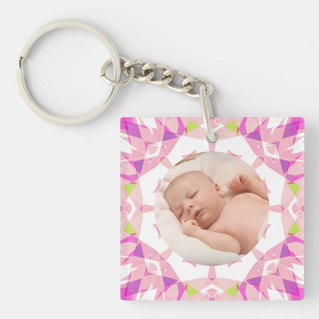 Soft Pretty Pastels Custom Photo Mother’s Day Mom Keychain (Front)