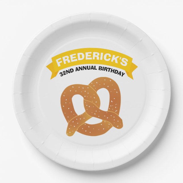 Soft Pretzel Party Paper Plate (Front)