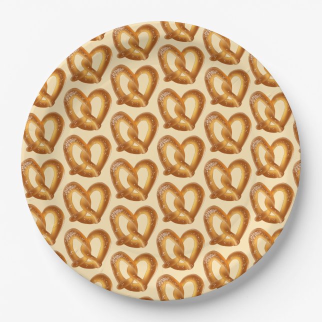 Soft Pretzel With Salt Paper Plate (Front)
