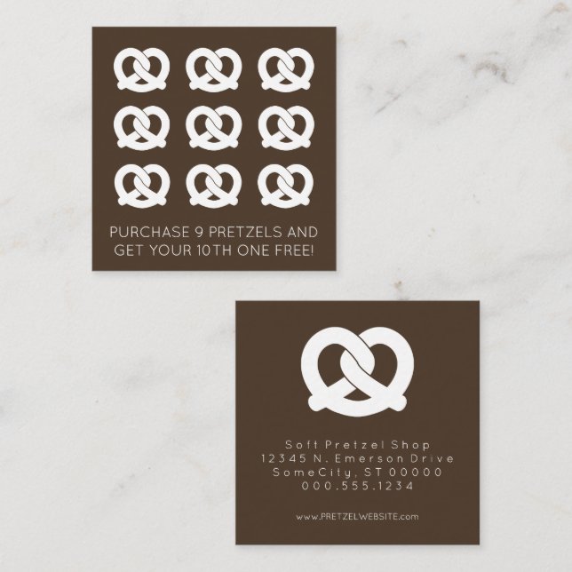 soft pretzels loyalty stamp colour customizable card (Front/Back)