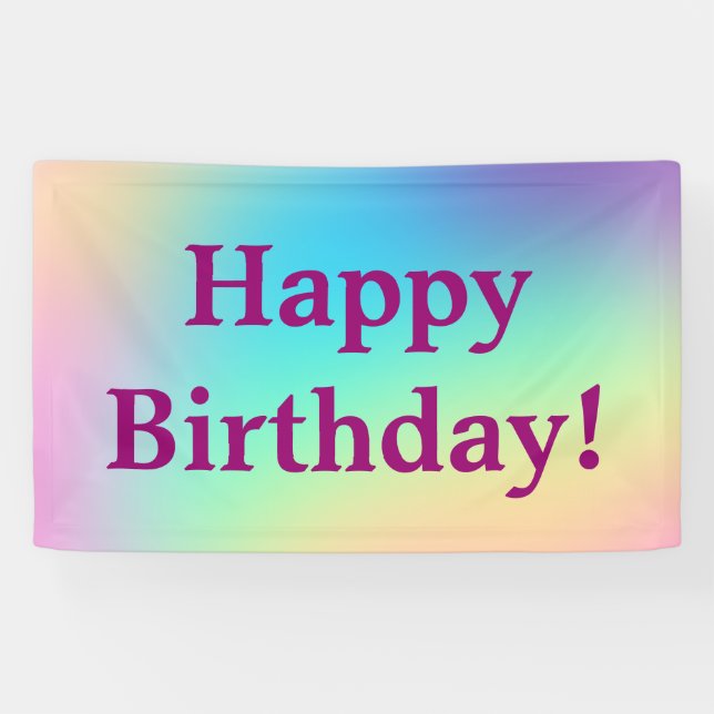 Soft Prismatic Pastel Gradient "Happy Birthday" Ba Banner (Horizontal)
