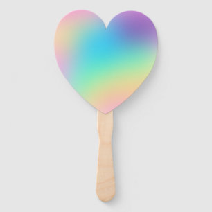 Soft Prismatic Pastel Gradient Heart Fan