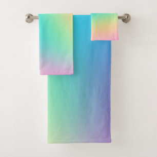 Soft Prismatic Rainbow Gradient Bath Towel Set