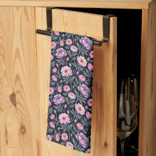 Soft Purple and Pink Flowers Kitchen Towel